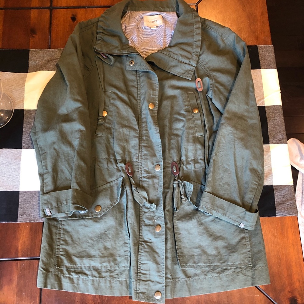 Ann Taylor Loft Army Green Jacket. Small Petite